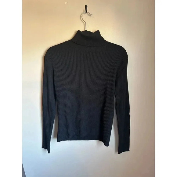 Women's Black Turtleneck Sweater, Size Medium - Picture 3 of 4